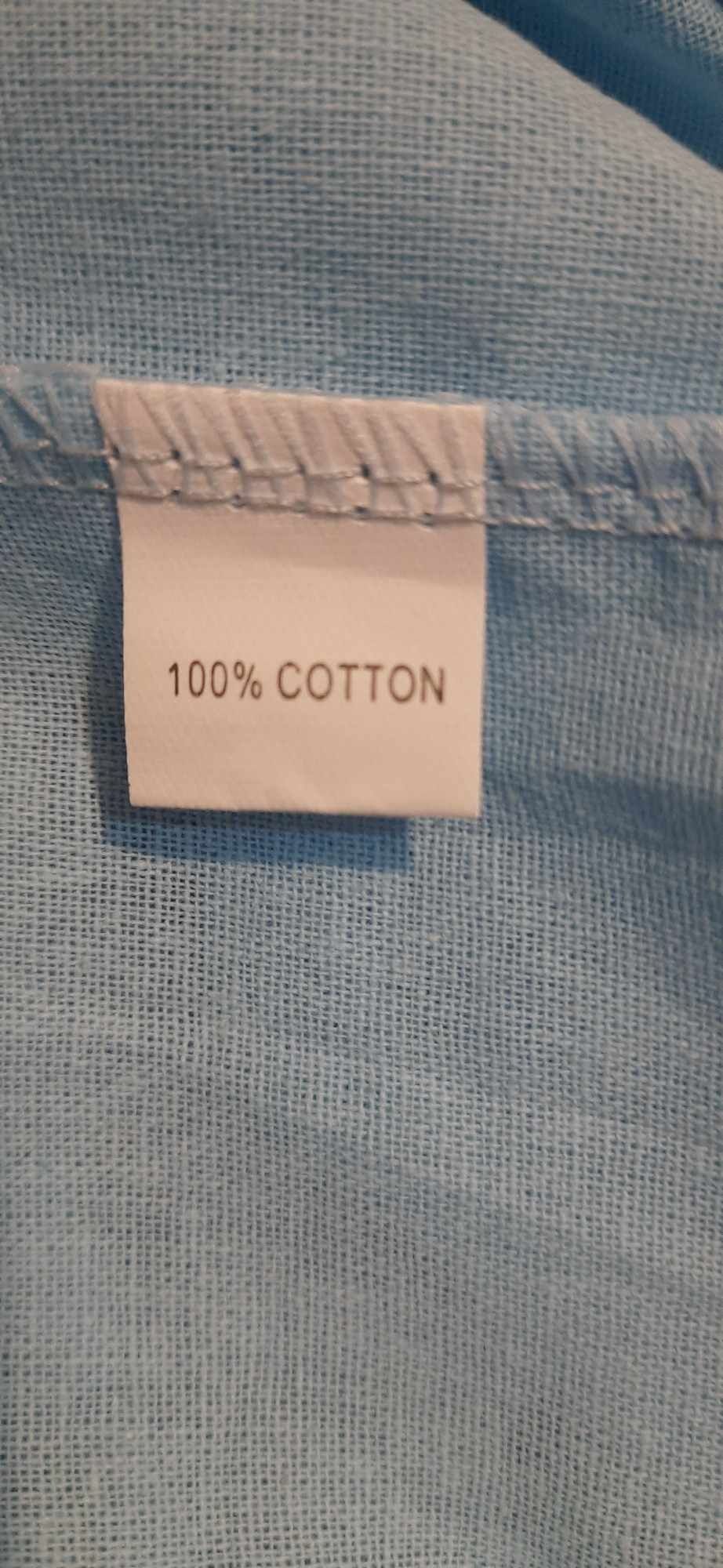 Koszula męska 100% bawełna niebieska bdb kieszonki XL