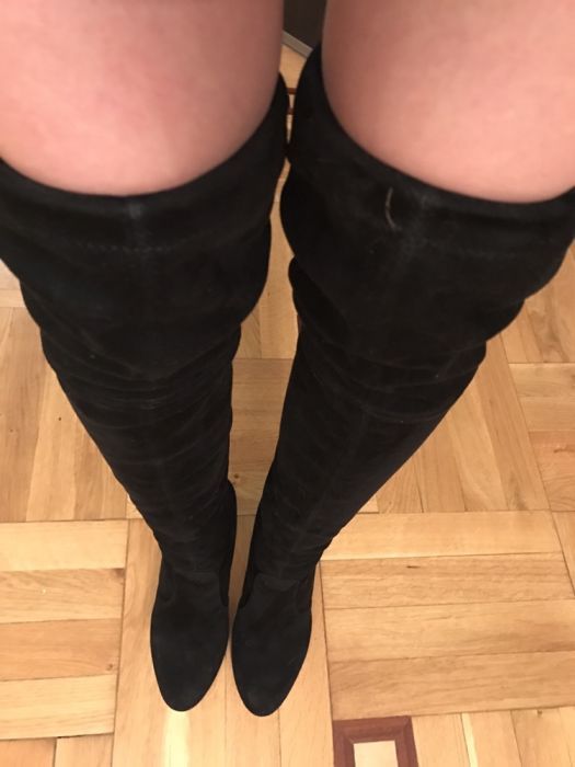 Kozaki za kolano, lycra/zamsz polecam rozm 36 jak Stuart Weitzman