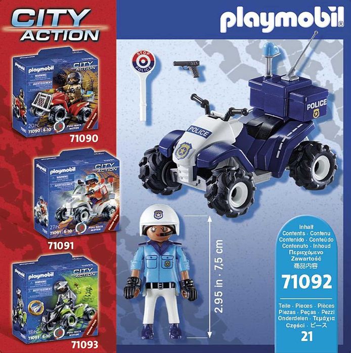 PLAYMOBIL City Action 71092 Policyjny Speed Quad napęd wsteczny od4lat