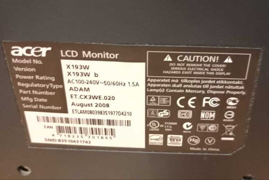 Монитор  19" Acer X193W