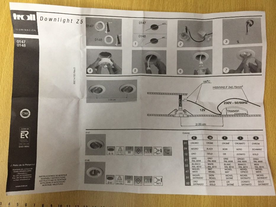 Spot / Downlight de encastrar em Níquel com Lâmpada de Led