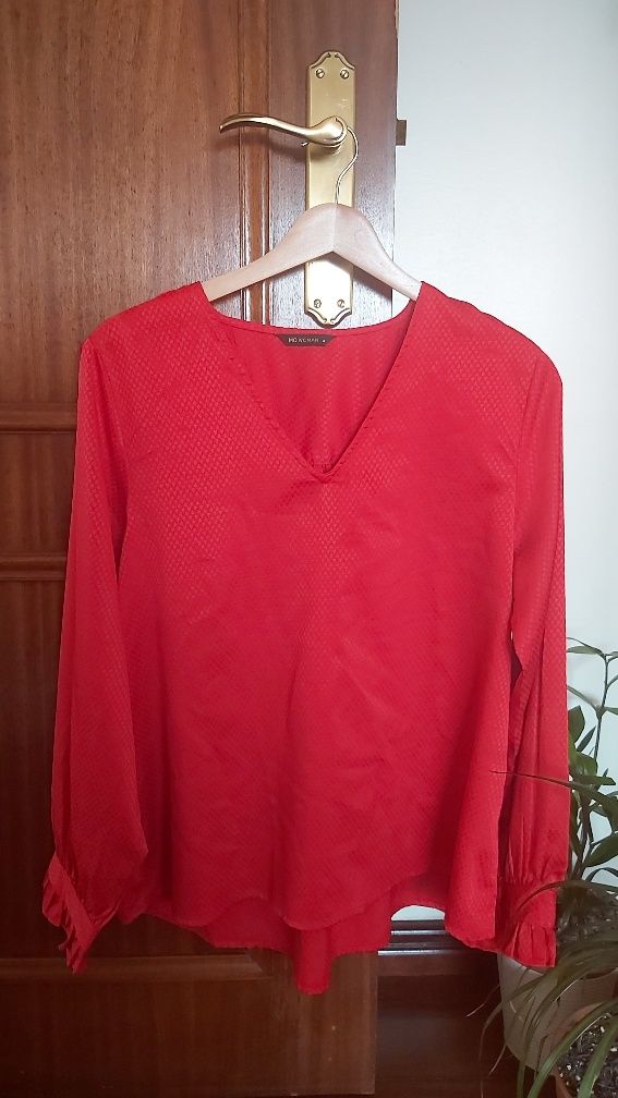 Blusa vermelha de manga comprida Modalfa