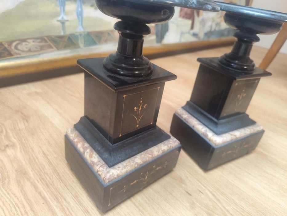 Świeczniki Marmur Czarny Stylowa Ozdoba