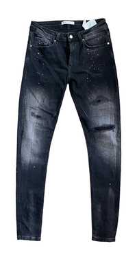 Zara paint splattered distressed drill slim fit, 40, stan bardzo dobry