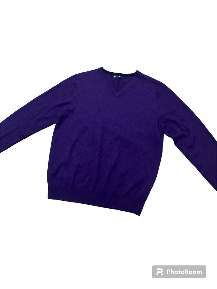 Fioletowy sweterek XL 42 oversize Austin Reed 50% wełna premium