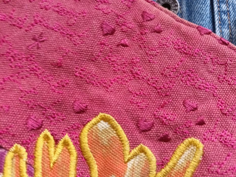 DESIGUAL kolorowa torebka shopper napisy cekiny haft Hippie Boho