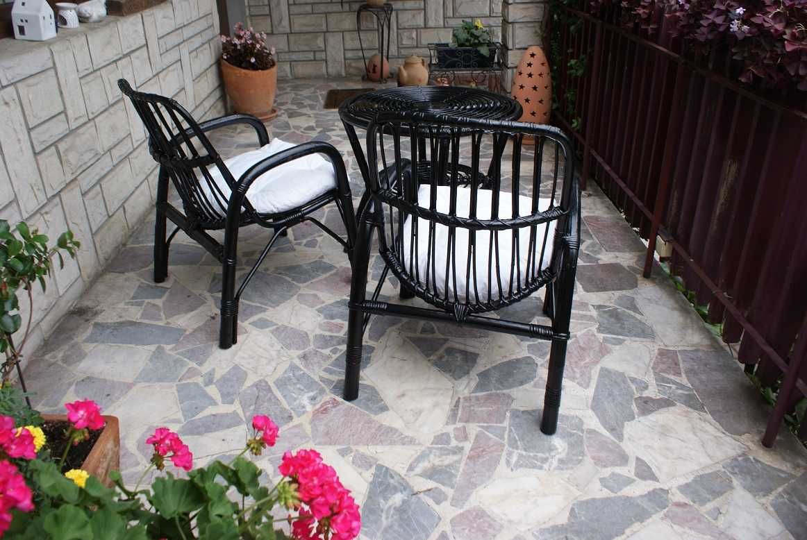 Komplet rattanowy Boho Czarny Rattan ! 2+1 ! Piękny Wysyłka !