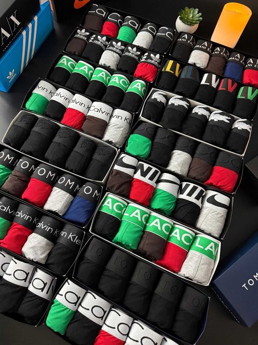 Чоловічі труси Lacoste Green чорні. Мужские боксеры Лакост черные