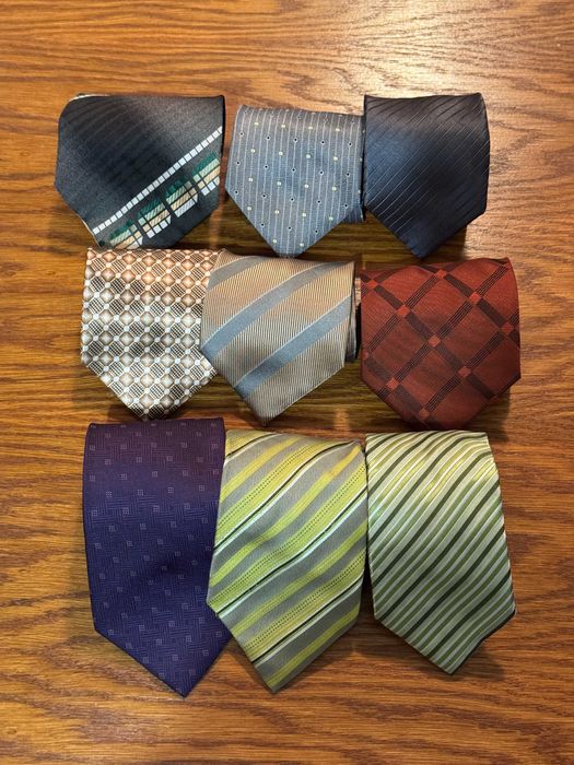 Zestaw 9 eleganckich krawatów męskich - mix kolorów i wzorów