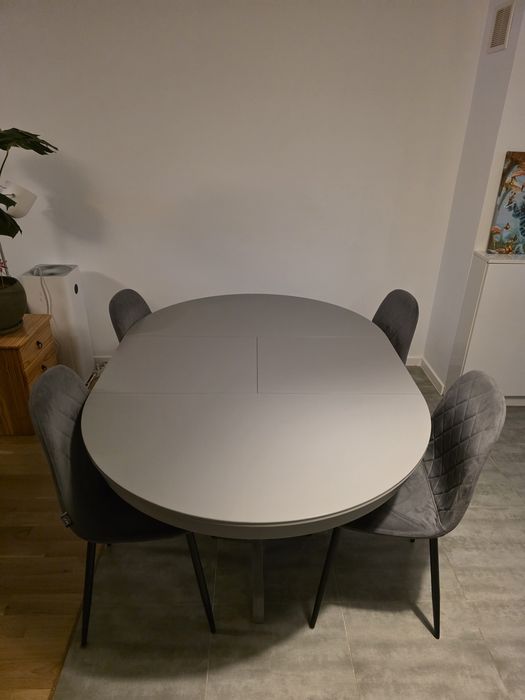 Stół rozkładany Ikea ingatorp okrągły plus 4 krzesła