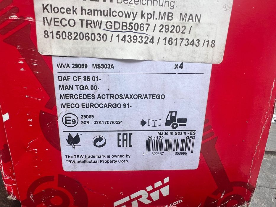Klocki hamulcowe MAN, MB, IVECO