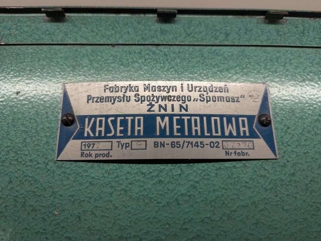 Kaseta metalowa Spomasz Żnin PRL 1972