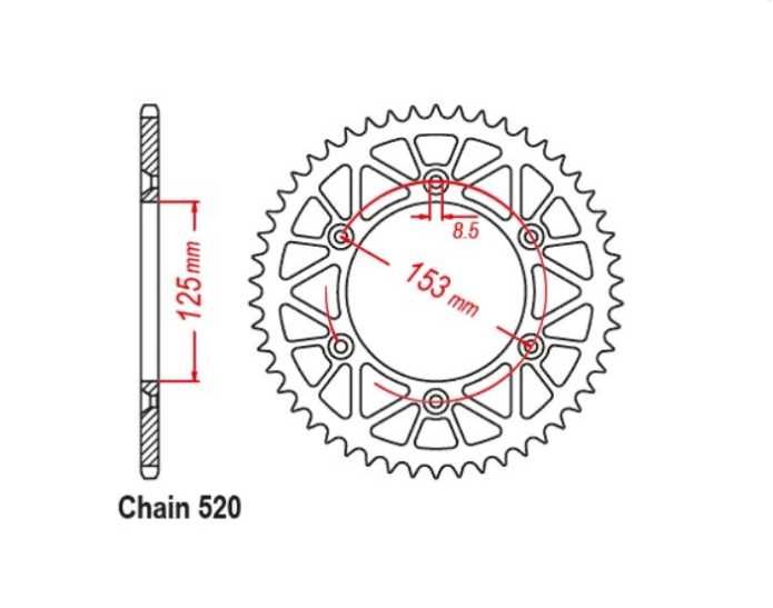 Ведомая звезда мотоцикла Honda на 52 зуба