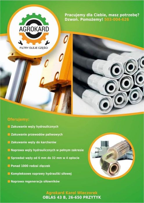 Przewód hydrauliczne. Zakuwanie węży hydraulicznych