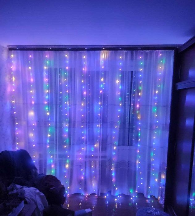 Гірлянда штора 3x3м, Світлодіодна RGB різнокольорова 300 LED з пультом