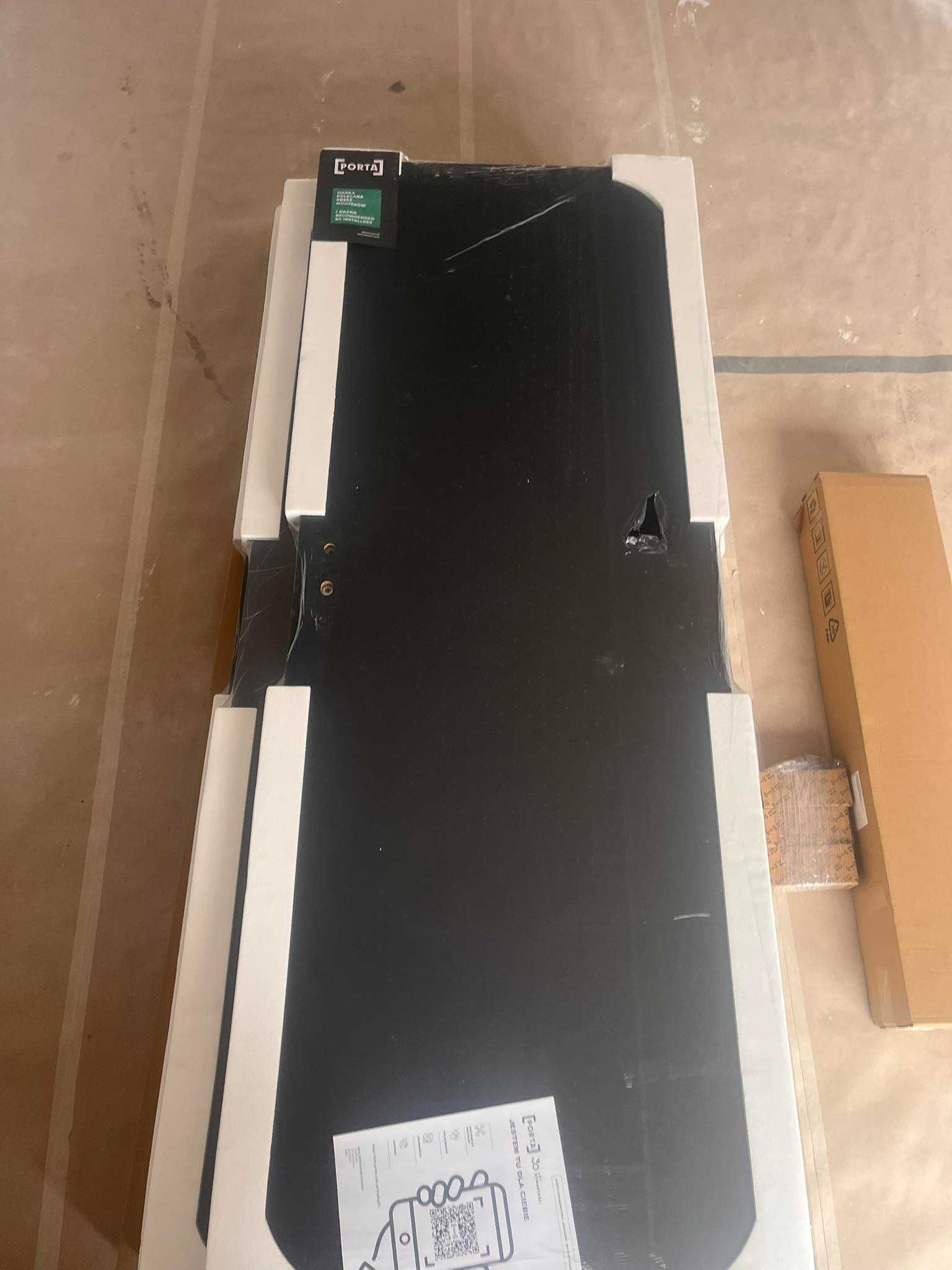 Drzwi łazienkowe Porta Line L.1, Prawe, 80 cm, Czarne-czarne intarsje