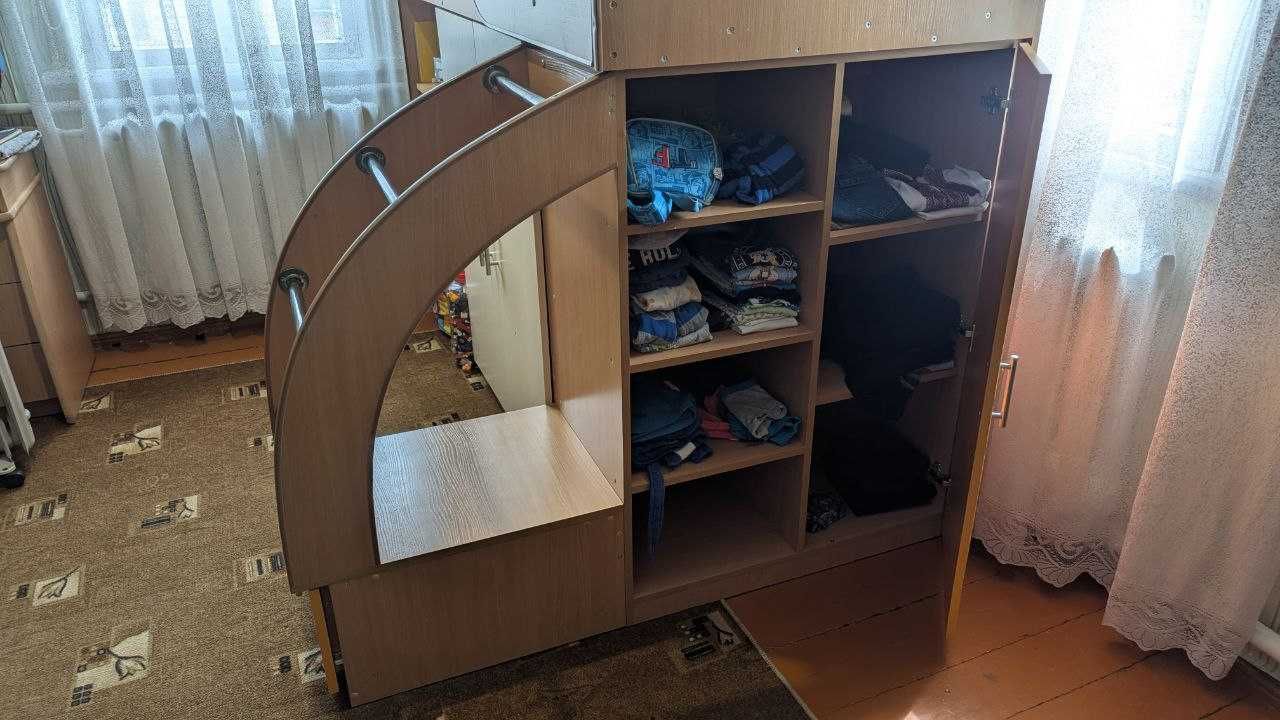 Ліжко горище 2 в 1 Двоярусне ліжко шафа