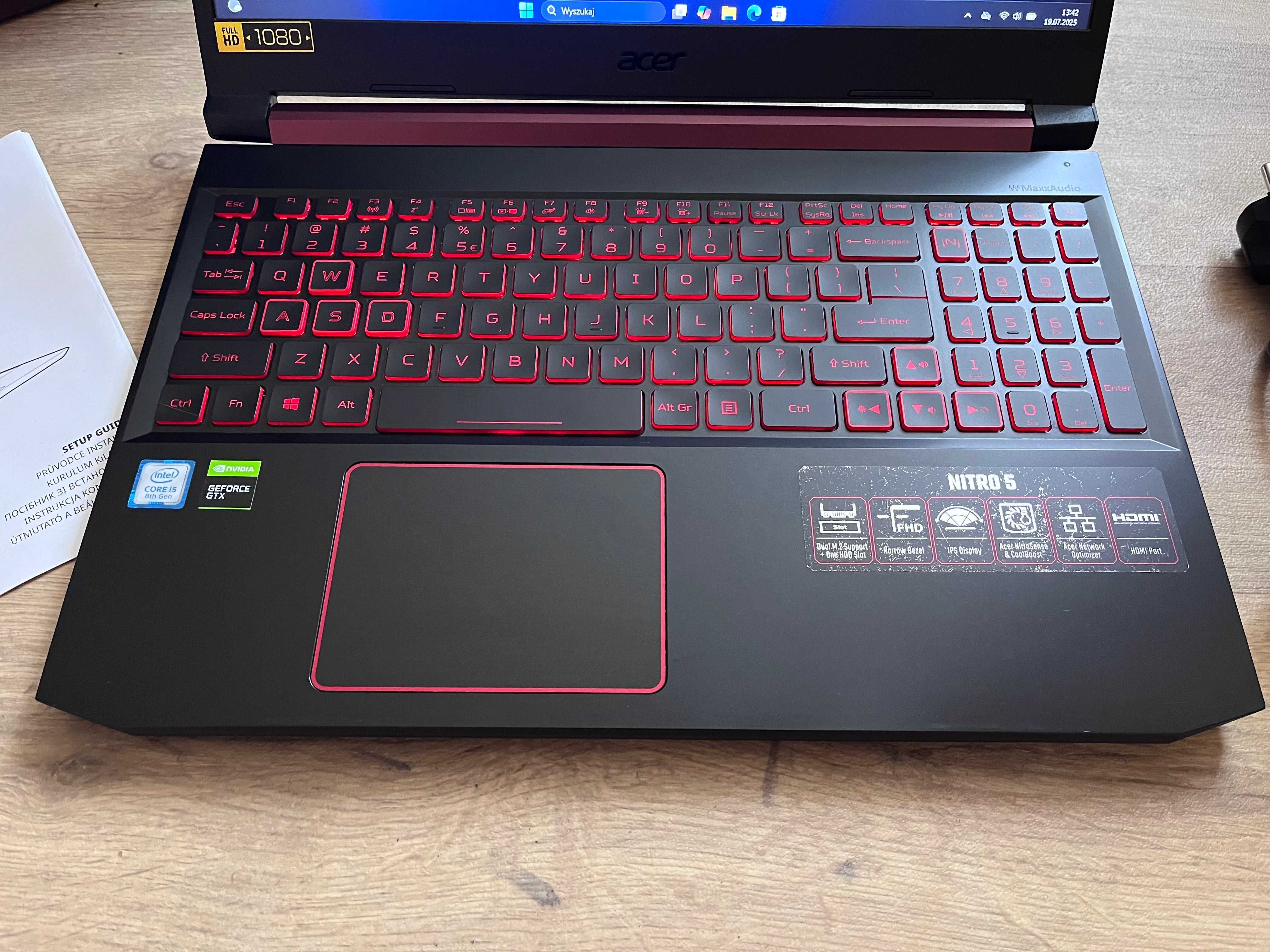 Acer Nitro 5 i5 /GTX 1650/8GB DDR4/512GB SSD/Win11 KOMPLET+oryg.karton