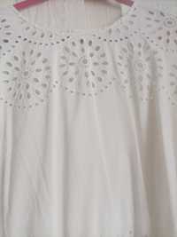 Sukienka bodyflirt lekka ażurowa haft angielski rękawy biały smietank