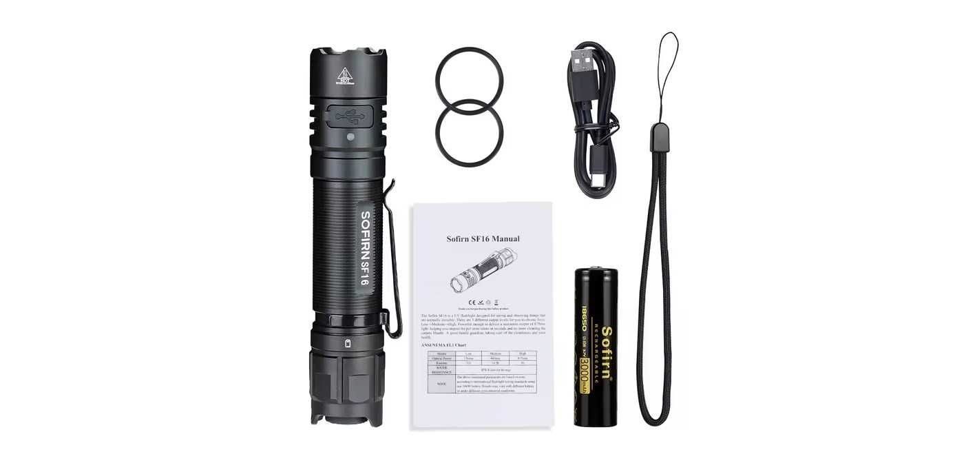 Latarka ultrafiolet Sofirn SF16 UV 360nm SST08 USB C+ akumulator