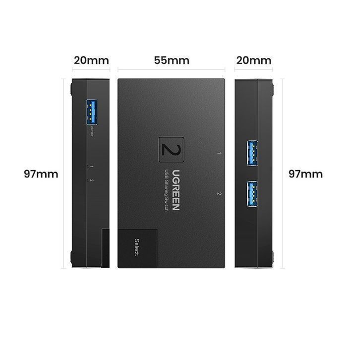 Switch USB 3.0 Dwukierunkowy Ugreen CM618 - Czarny