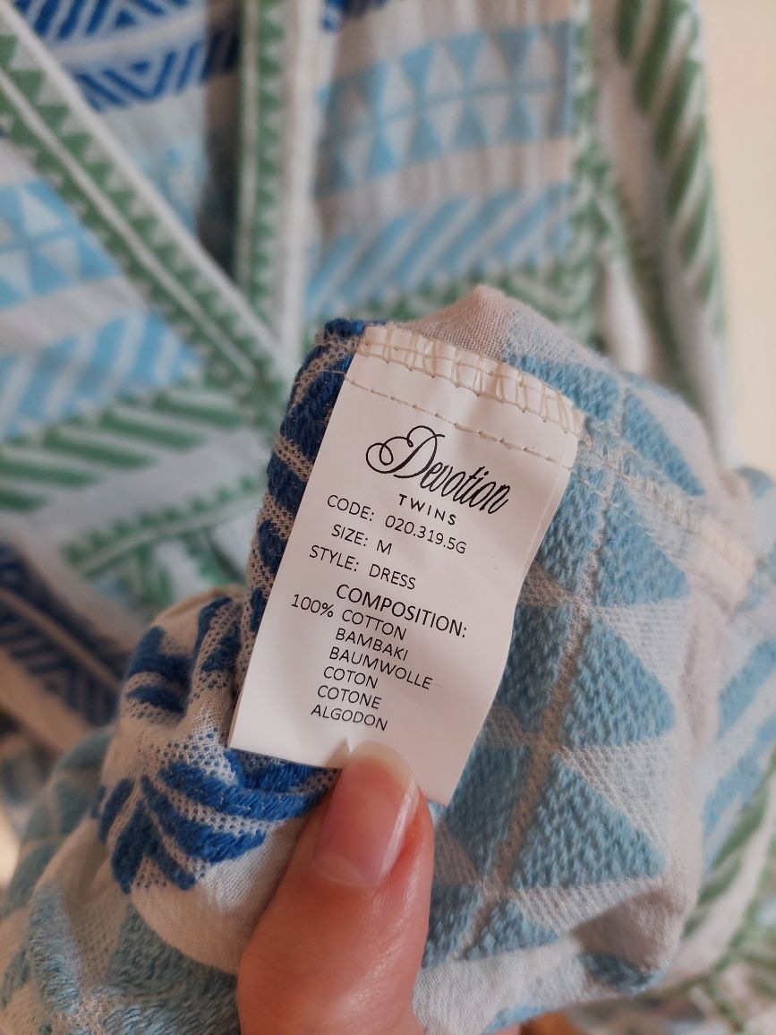 Devotion Twins sukienka premium bawełna wzorzysta letnia niebieska