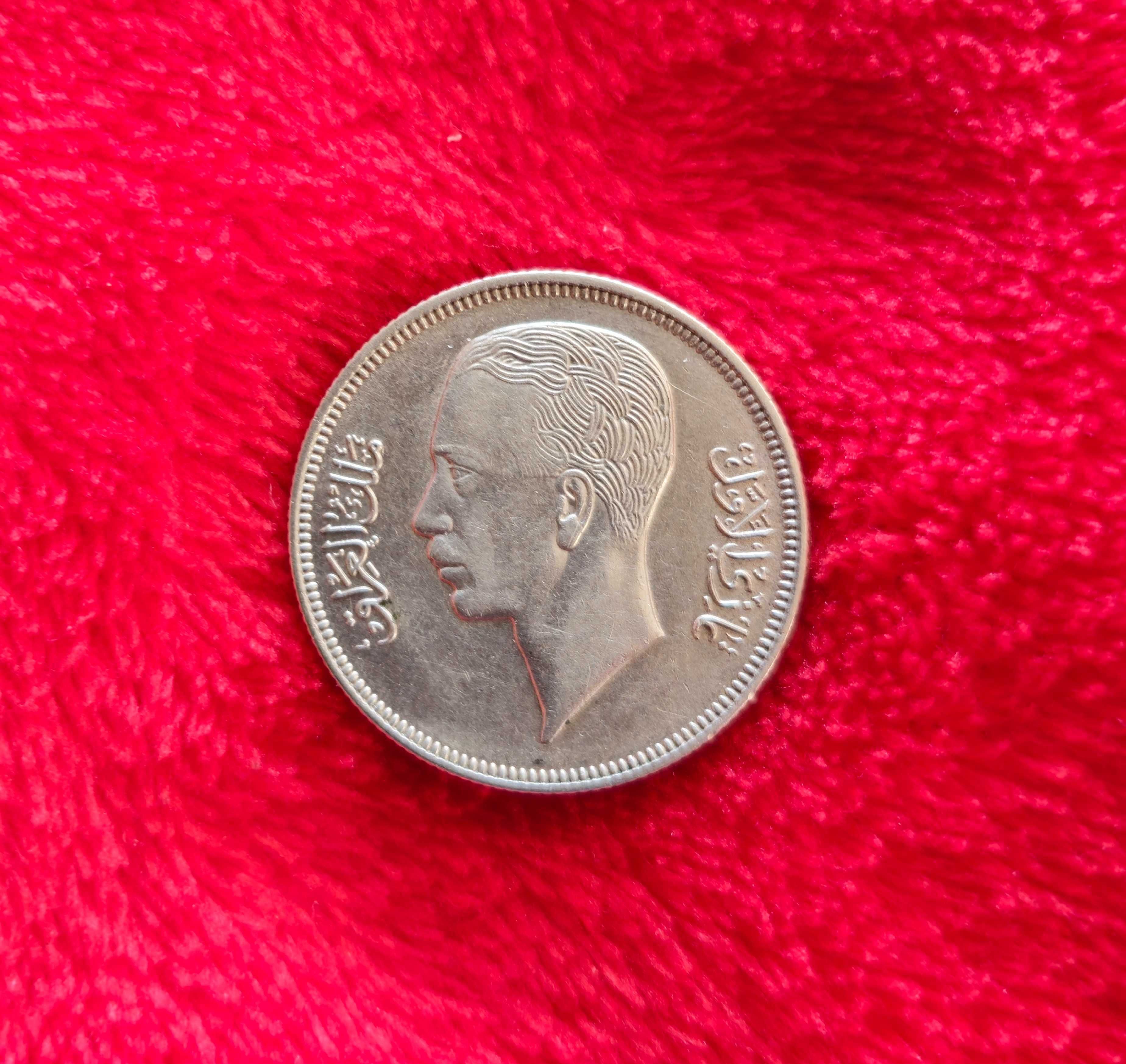 Moneta srebro, 1938, Irak 50 Fils , król Ghazi I