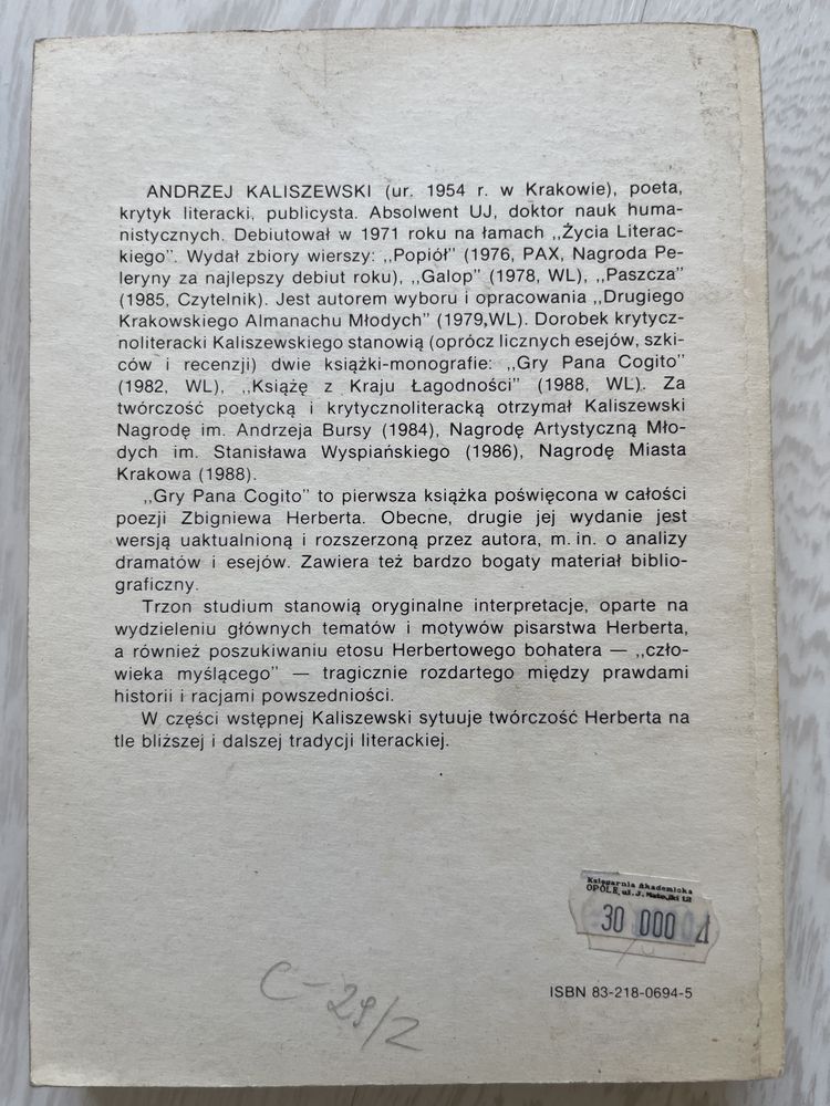 Andrzej Kaliszewski gry Pana Cogito