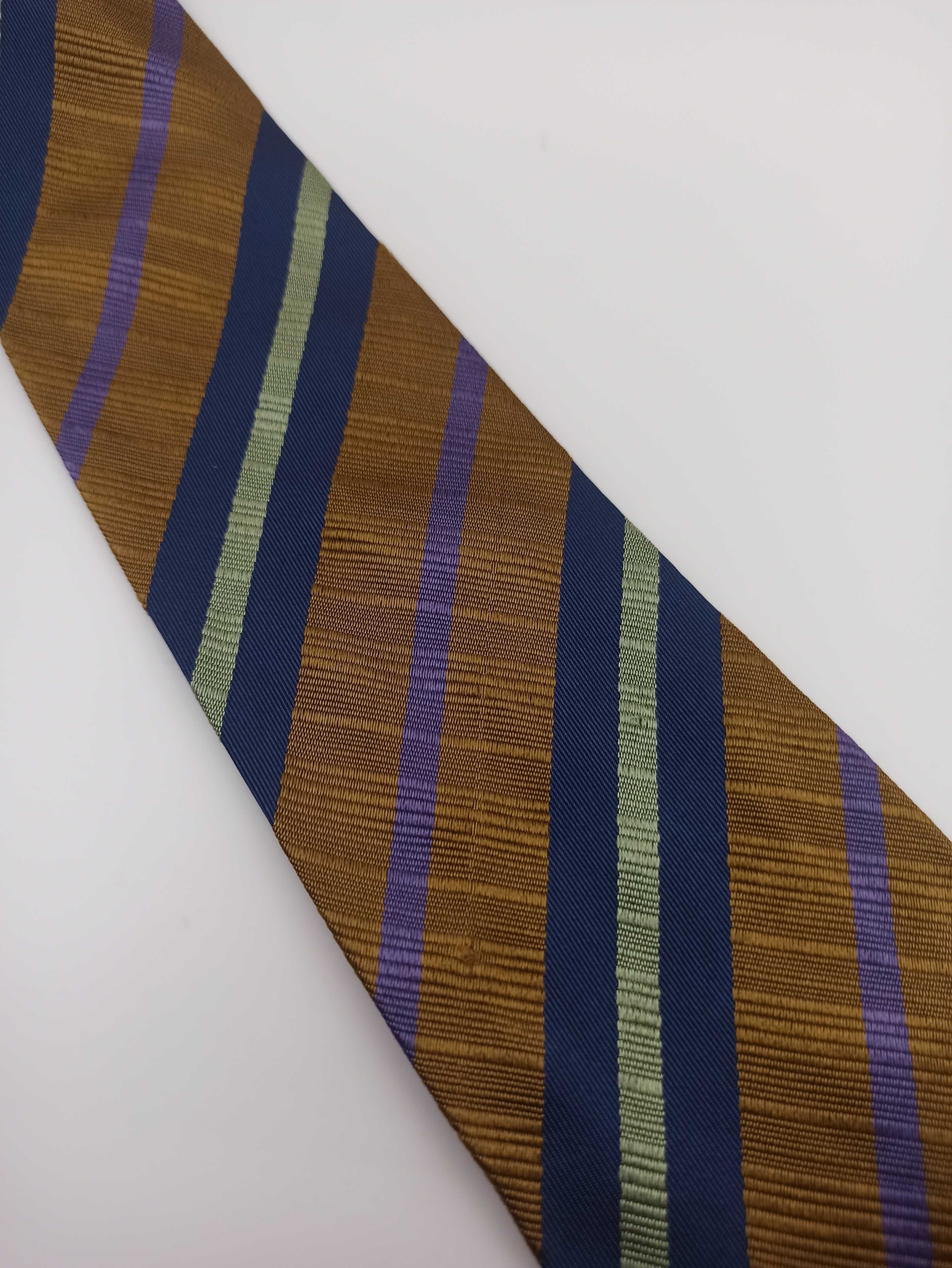 Kenzo brązowy jedwabny krawat w paski