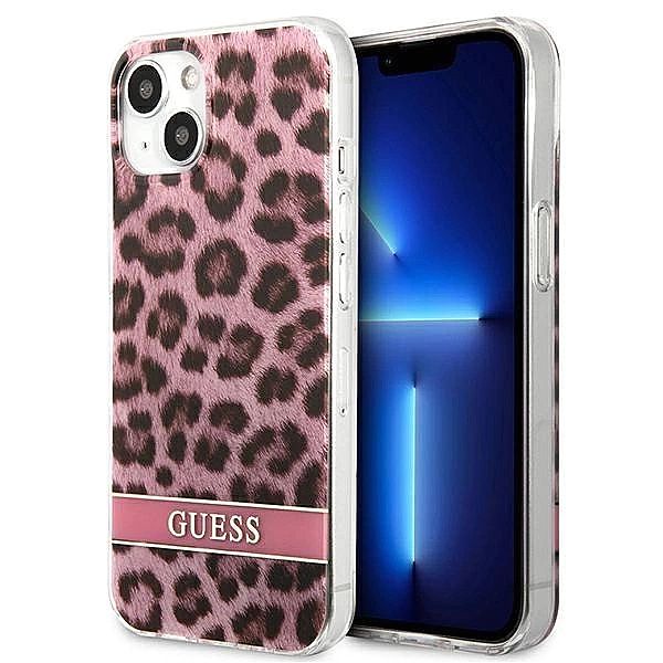 Etui Guess Leopard na iPhone 13 mini - różowe