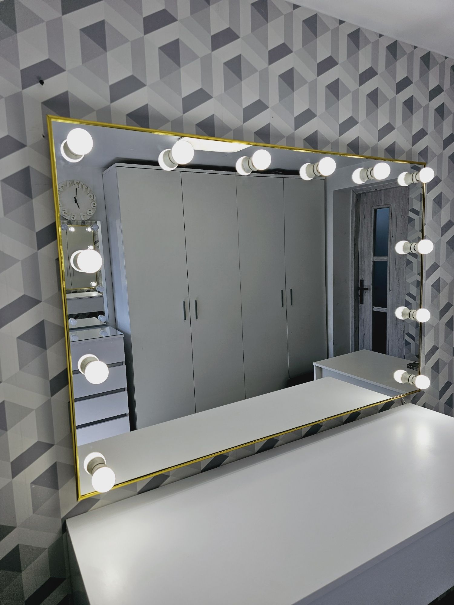 Lustro hollywood  Gold  120x80 do makijażu, wizażu, make up