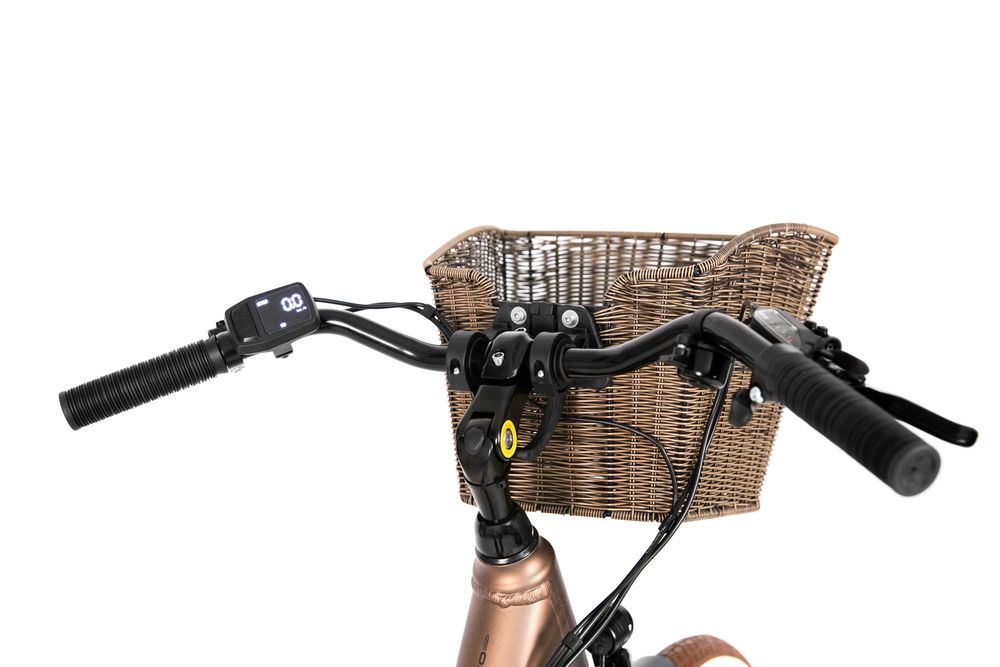 Rower elektryczny Romet Proeco 1.0 Wave + kosz 504 Wh brązowy/beżowy