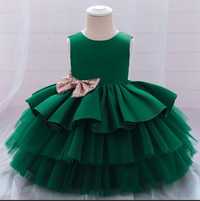 Зелёное изумрудное платье на годик новогоднее р 80