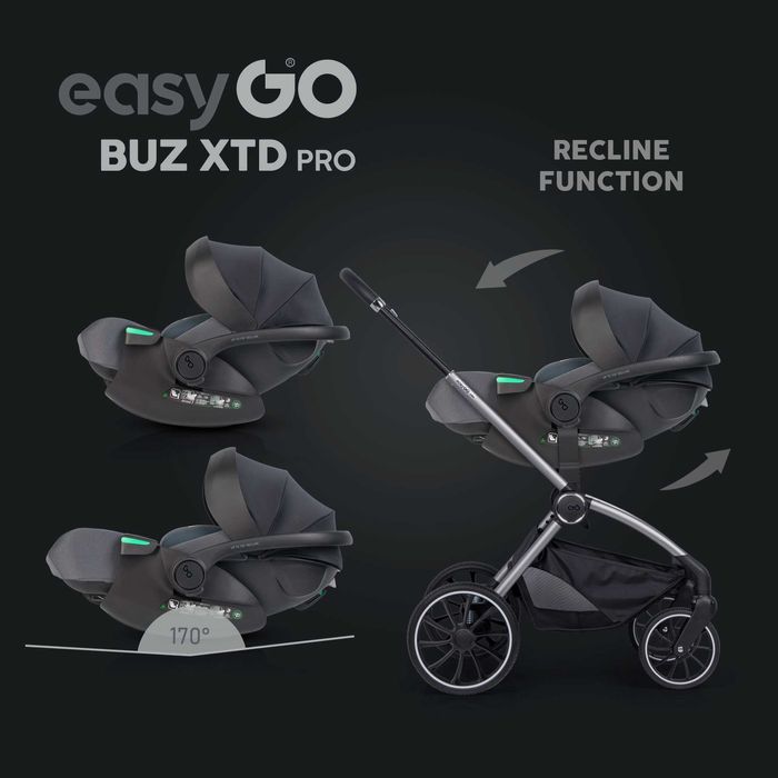 Fotelik Nosidełko EasyGo BUZ XTD PRO z BAZĄ ISOFIX 0-13 kg ROZKŁADANY