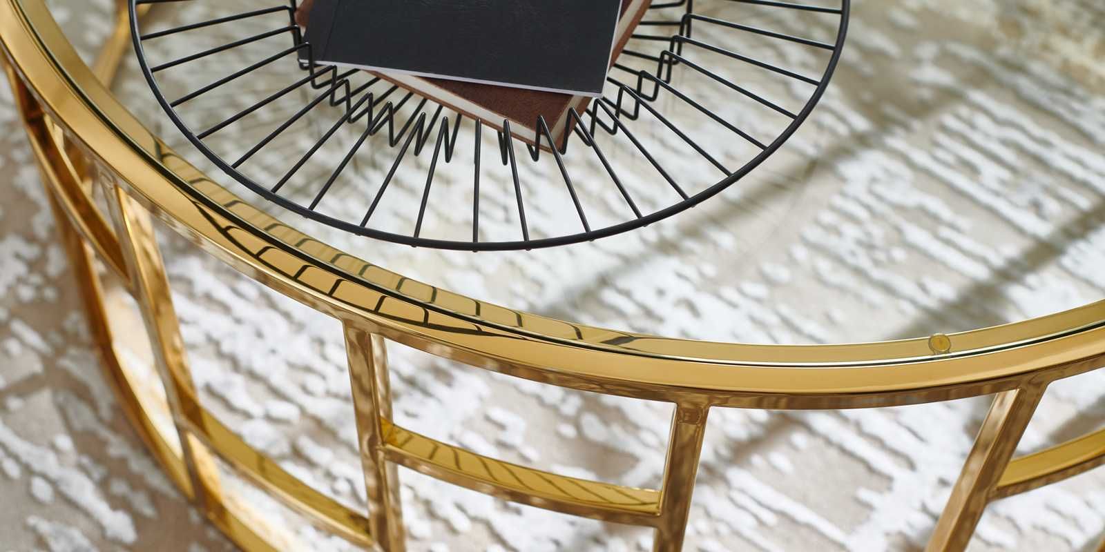 Ława stolik kawowy Allegro złoty okrągły