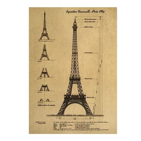 Постер Плакат Картина Ейфелева вежа Париж  50*35