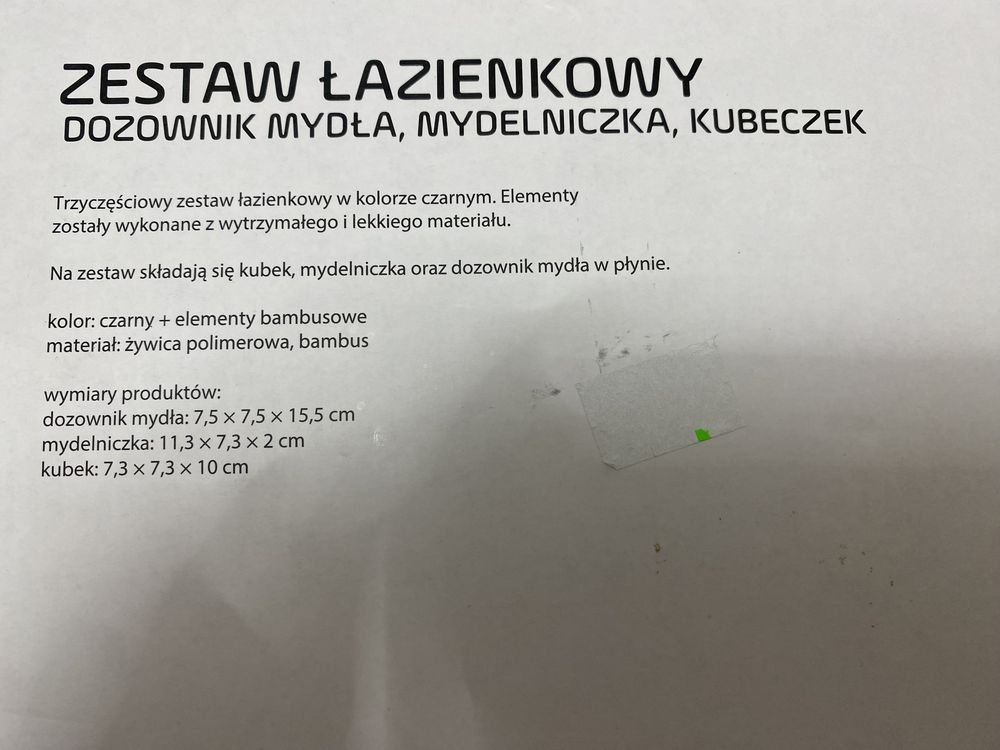 Zestaw łazienkowy czarny bambus dozownik do mydła mydelniczka kubek