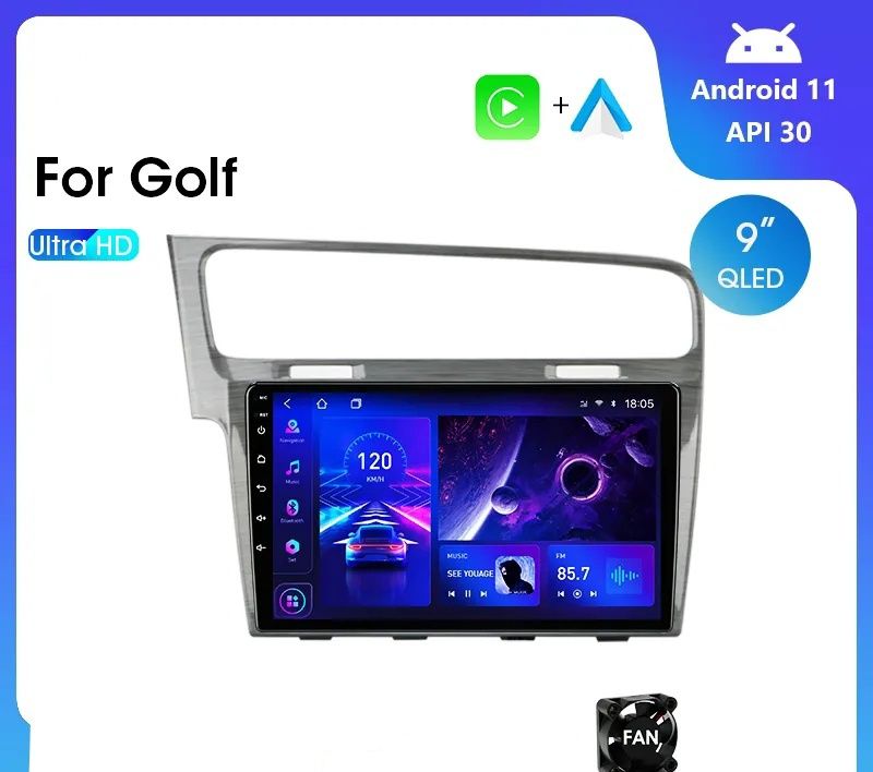 Rádio android 11 2din Volkswagen Golf 7 2011 a 2023 gps carplay wifi