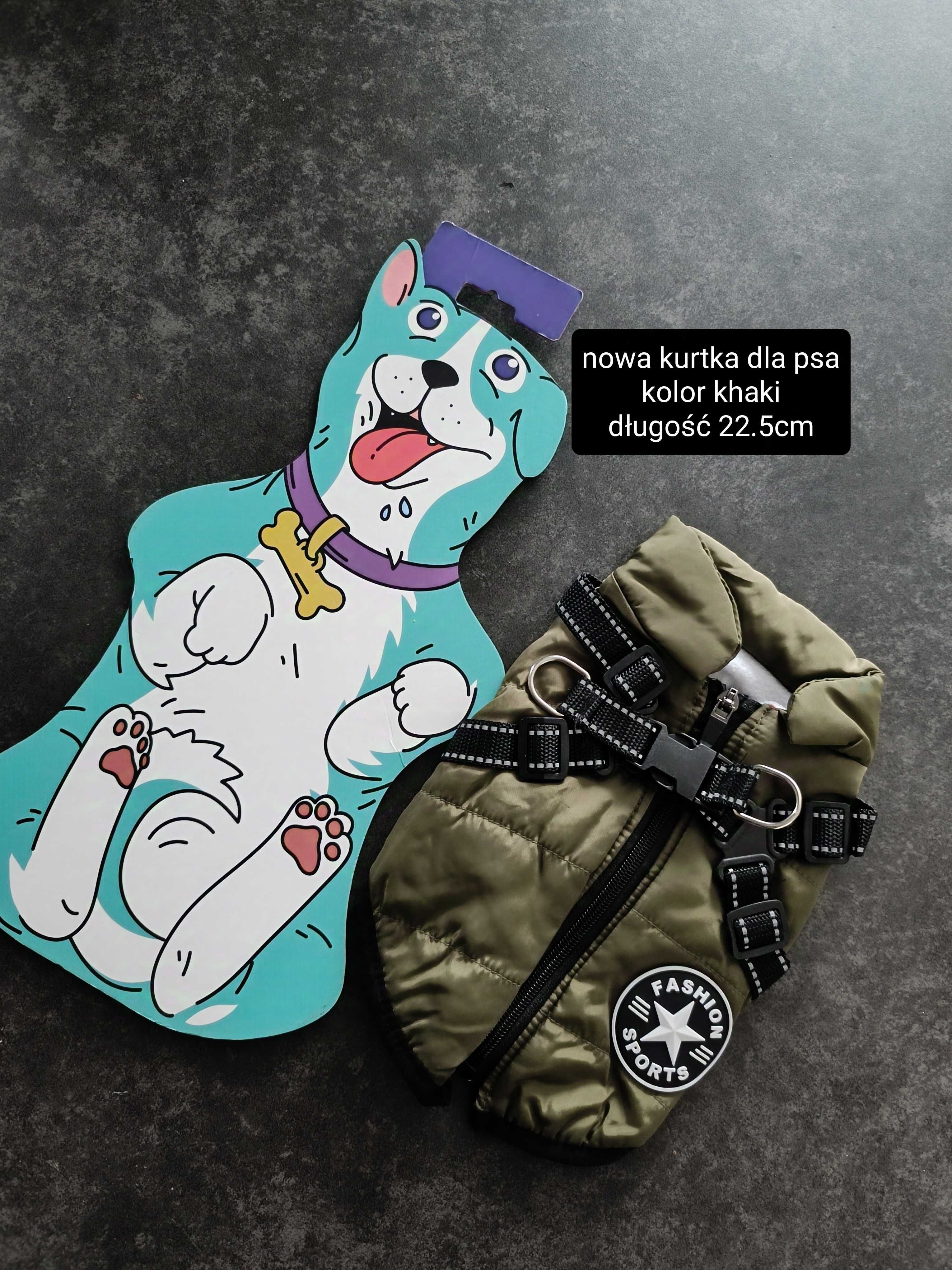 Nowy zimowy kombinezon dla psa z szelkami kurtka Kraków S 22cm