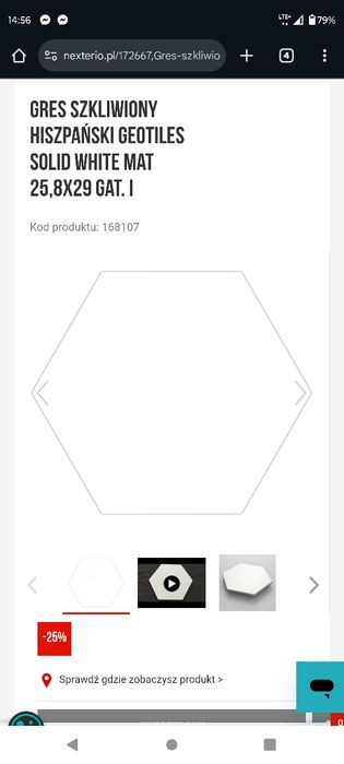 Gres szkliwiony hiszpański Geotiles SOLID
WHITE mat 25,8x29 gat. I