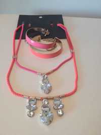 Conjunto de colar e pulseiras neon NOVO