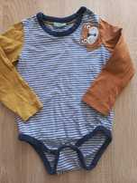 Body z długim rękawem w paski r.80