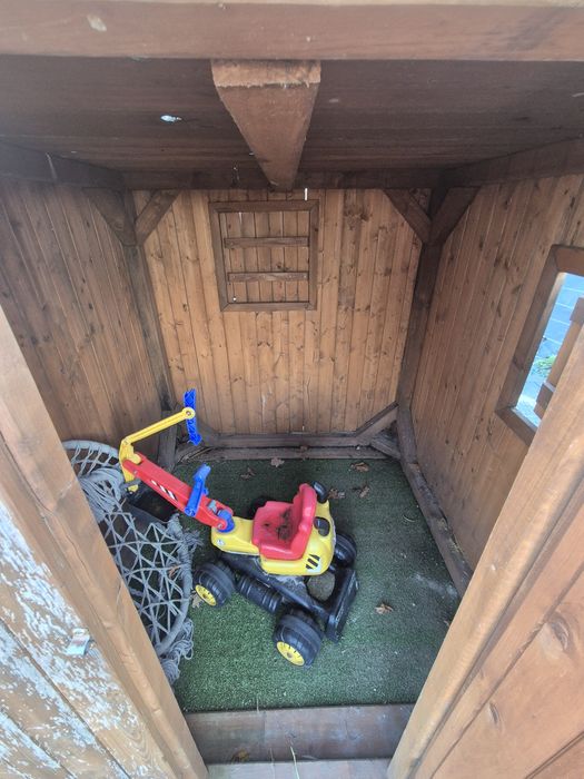 Plac zabaw drewniany z akcesoriami duży zjeżdżalnia domek wspinaczka