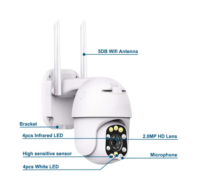 Camera Vigilância Wireless FULL HD 4X ZOOM Prova de Agua Visão Noturna