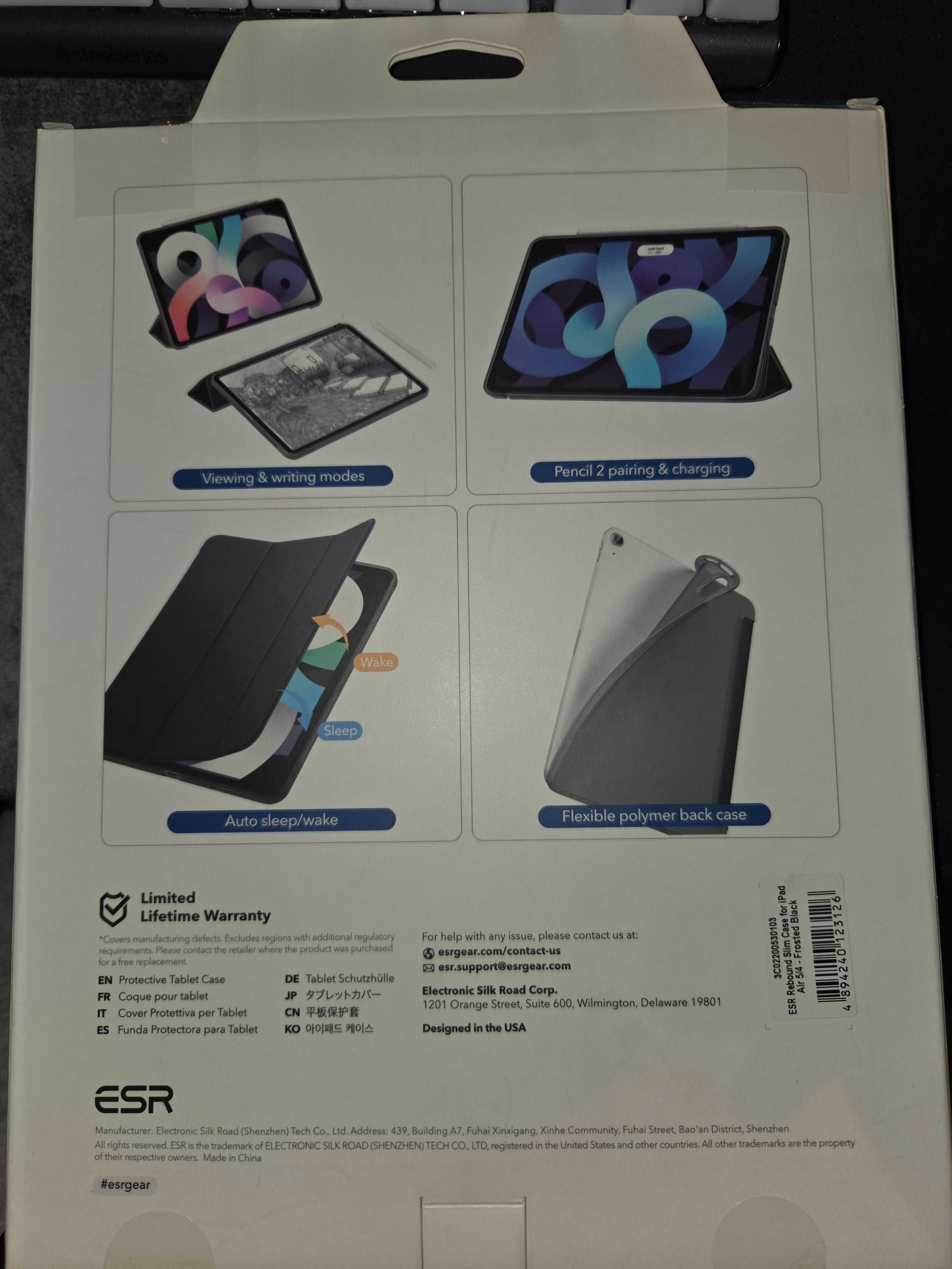 Etui do iPad Air 5/4 gen., ESR Rebound Slim, case + szkło