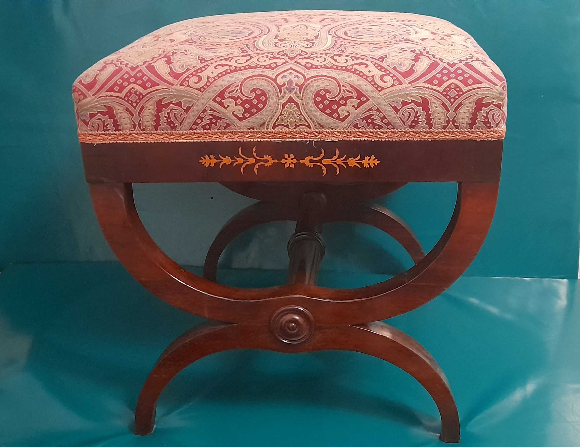 antyczny zabytkowy taboret Biedermeier - antyk