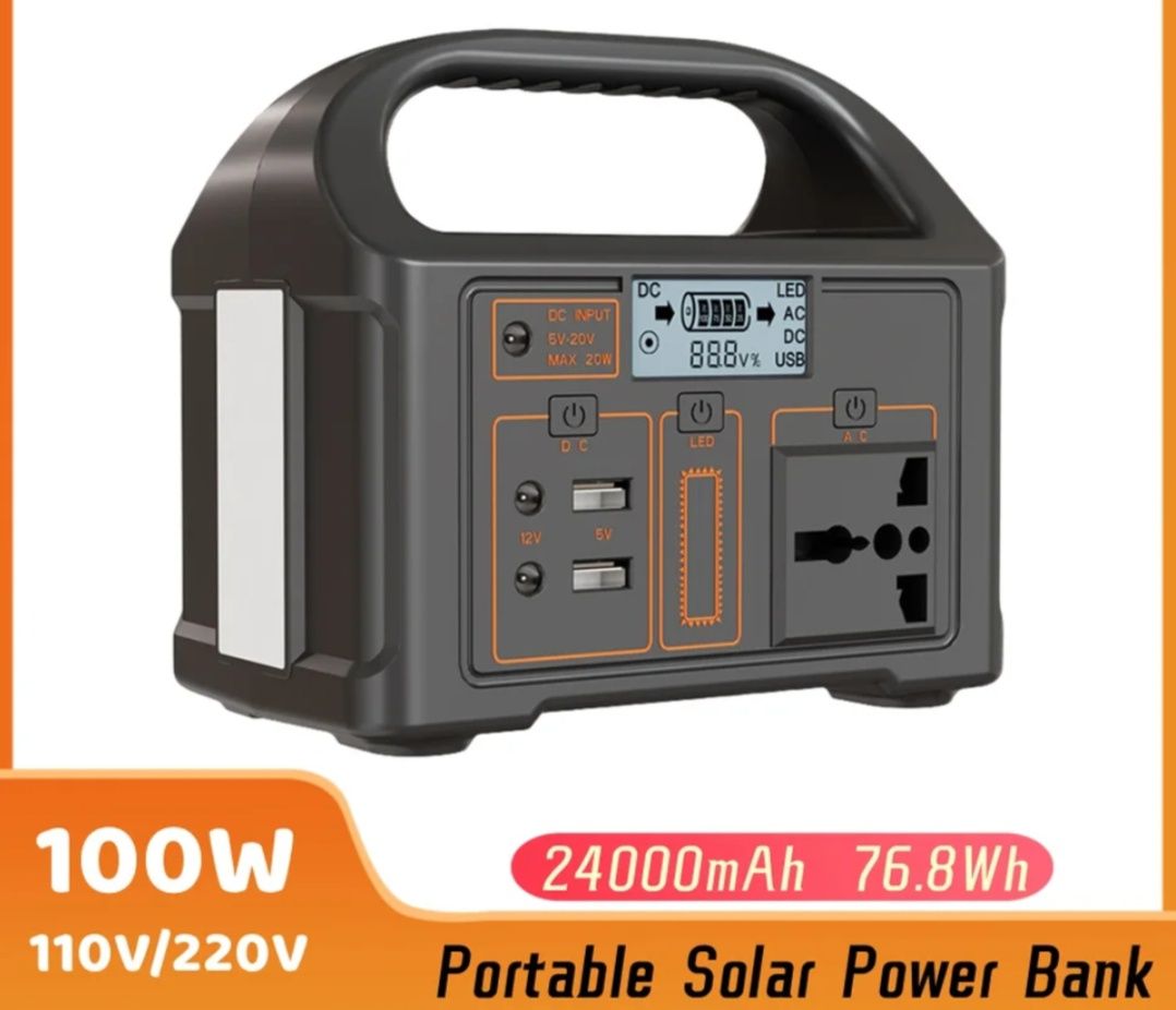 Portable power station 100w 24000mAh 76.8Wh