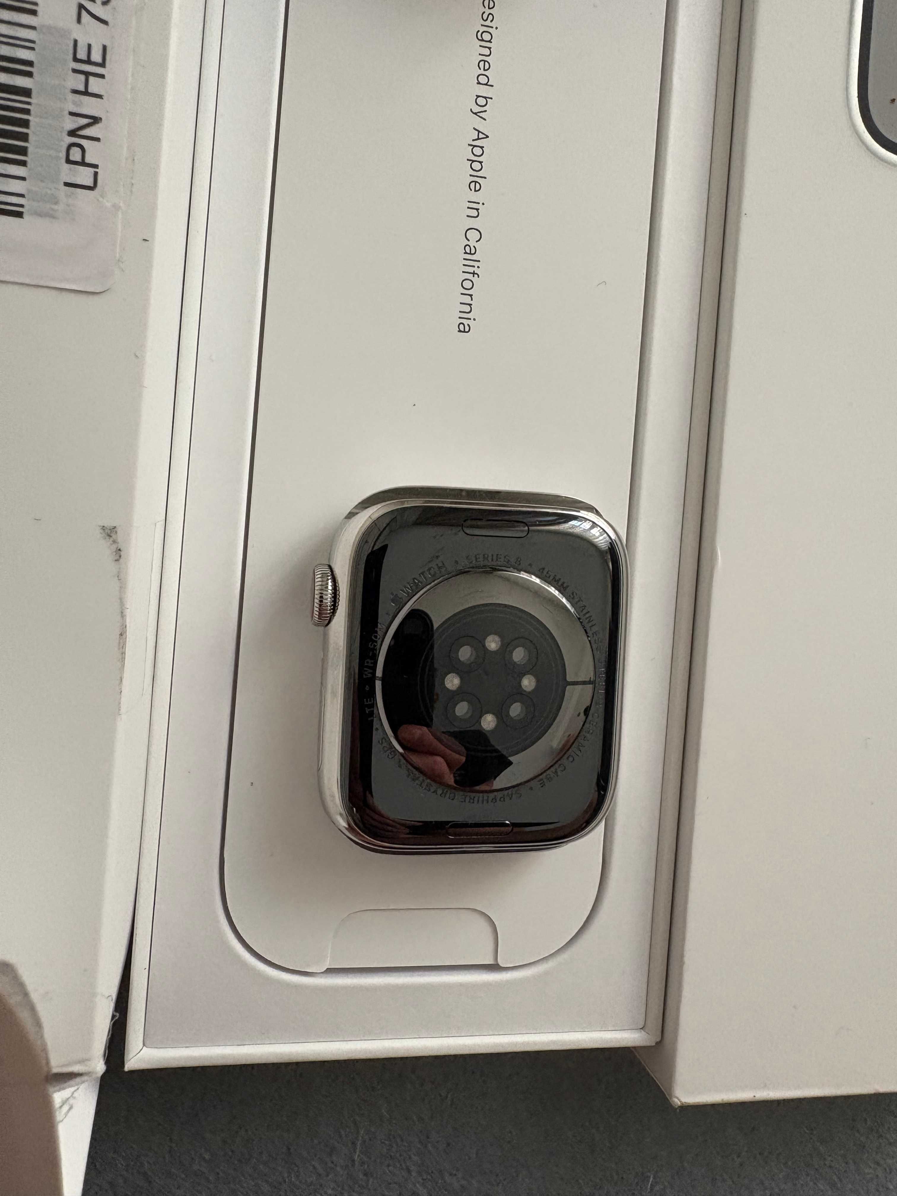 Apple Watch 8 45mm cellular srebrny stal nierdzewna iCloud