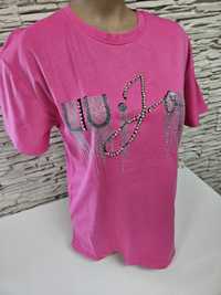 Nowy z metką T shirt z cekinami Liu Jo różowy fuksja rozm S