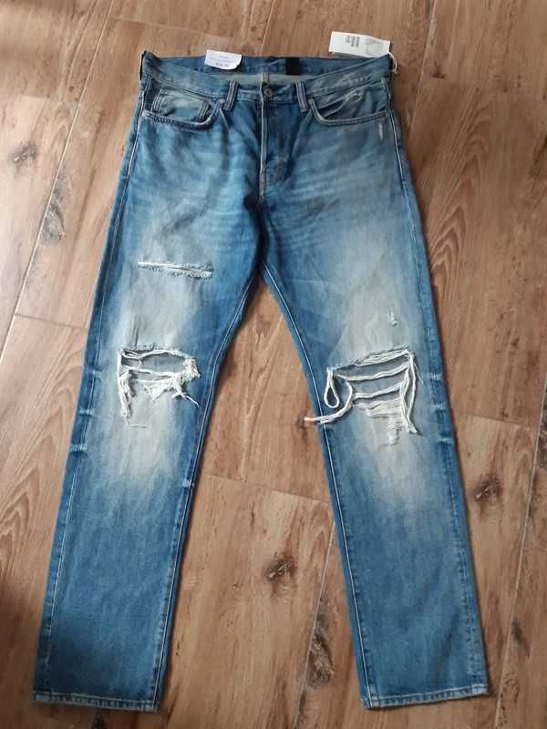 Jeansy spodnie męskie H&M z dziurami straight 34